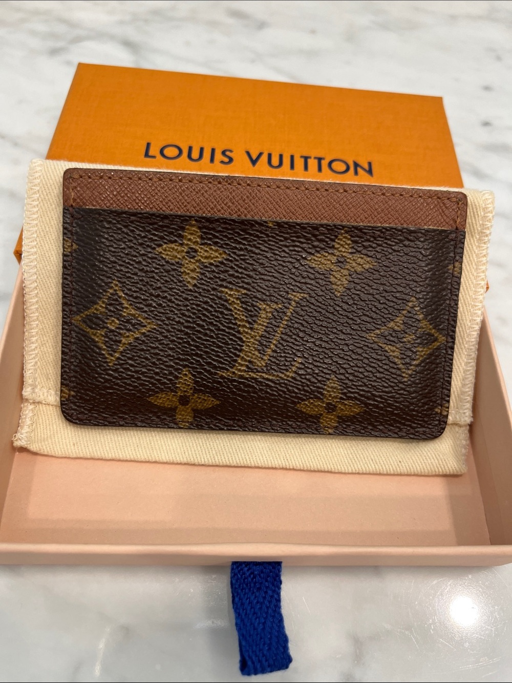 Louis Vuitton Monogram Card Case in Dark Brown & Tan - Picture 3 of 13